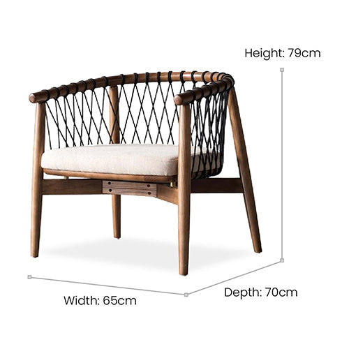 Accent chair with a woven twine design: A seat that satisfies in high comfort and simplistic beauty