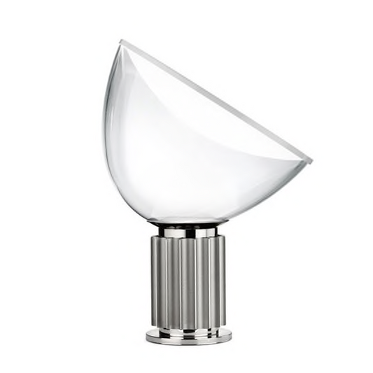 Parsons style lamp has an aluminum pedestal and a screen of transparent glass which gives the feeling that it adopts the same color as their surroundings.