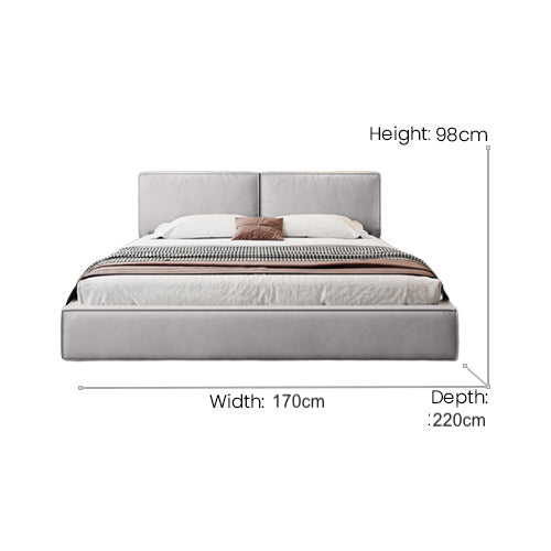 Grey bedframe upholstered in leatherette: This majestic bed frame will stand the test of time